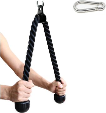 Tricep Rope 27 & 36 inches 2 Colors Fitness Attachment Cable Machine Pulldown Heavy Duty Coated Nylon Rope with Solid Rubber Ends - Image 5