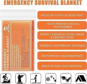 Emergency Mylar Thermal Blankets -Space Blanket Survival kit Camping Blanket (4-Pack). Perfect for Outdoors, Hiking, Survival, Bug Out Bag ，Marathons or First Aid 1 - Image 3