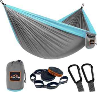 Camping Hammock, Super Lightweight Portable Parachute Hammock with Two Tree Straps Single or Double Nylon Travel Tree Hammocks for Camping Backpacking Hiking - Image 3