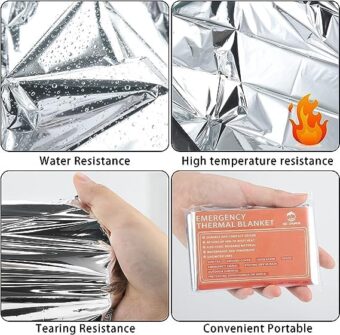 Emergency Mylar Thermal Blankets -Space Blanket Survival kit Camping Blanket (4-Pack). Perfect for Outdoors, Hiking, Survival, Bug Out Bag ，Marathons or First Aid 1 - Image 4