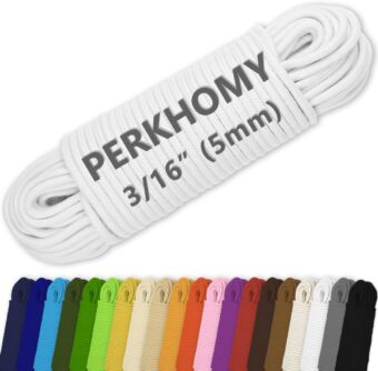 PerkHomy Cotton Rope 3/16" (5mm) 100 ft Multi Purpose Utility Diamond Braided Cord, Natural Cotton for Clothes Line Camping Crafting Flag Pole, Natural White - Image 4