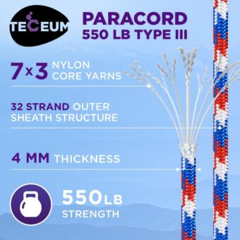 TECEUM Heavy Duty Rope 1000 – 1000ft / 200ft / 100ft / 50ft – 40+ Colors – Utility Rope for Survival & Camping Gear – Nylon String, Camping Rope, para Cord, Utility Nylon Rope, Tent Cord - Image 2