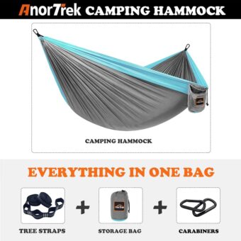 Camping Hammock, Super Lightweight Portable Parachute Hammock with Two Tree Straps Single or Double Nylon Travel Tree Hammocks for Camping Backpacking Hiking - Image 5