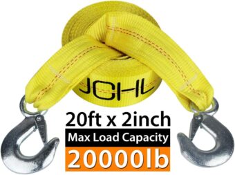 Nylon Tow Strap with Hooks 2”x20’ Car Vehicle Heavy Duty Recovery Rope 20,000 lbs Capacity Tow Rope for Car Truck Jeep ATV SUV - Image 3