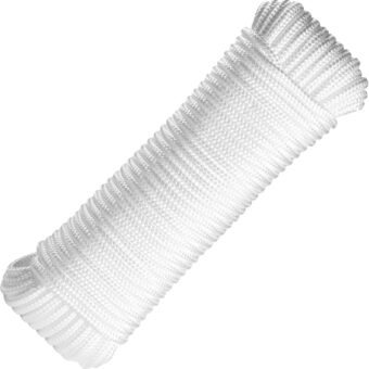 Nylon Rope 1/4 inch by 50 Ft - Use for Flag Pole Rope Replacement, Marine Rope, Hiking, and Camping Rope -Strong Outdoor Rope for Laundry Line, Tie, Pull, Swing, and More - White Rope - RamPro - Image 3