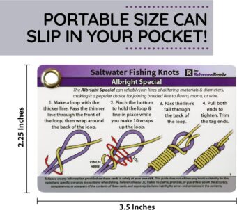 Saltwater Fishing Knot Cards - Waterproof Pocket Guide to 15 Big Game Fishing Knots | Includes Portable Book of Inshore and Deep Sea Fishing Knots and a Mini Carabiner - Image 3