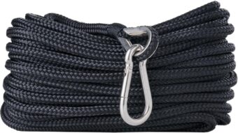 Rainier Supply Co. Boat Anchor Line - 50 ft x 1/4 inch Anchor Rope - Double Braided Nylon Anchor Boat Rope with 316SS Thimble and Heavy Duty Marine Grade Snap Hook - Black - Image 7