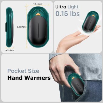 AI Hand Warmers Rechargeable 2 Pack, 6000mAh Electric Hand Warmers, AI Smart Chips 20Hrs Long Safe Heat, Portable Pocket Heater, Gifts for Christmas, Outdoor, Golf, Hunting, Camping Accessories - Image 6