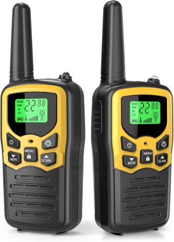 Walkie Talkies,MOICO Long Range Walkie Talkies for Adults Two-Way Radios with 22 Channels FRS VOX Scan LCD Display with LED Flashlight for Field, Survival Biking Hiking Camping 2 Pack (Yellow2) - Image 6