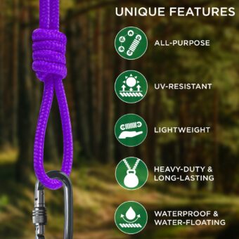 TECEUM Rope – 1/4” & 3/8” – 90 FT | 150 FT – Strong All-Purpose Utility Rope – Camping, Crafting, Flag Pole, Indoor & Outdoor – Polypropylene Nylon Poly Lightweight Diamond Braided Cord - Image 2