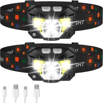 LHKNL Headlamp Flashlight, 1200 Lumen Ultra-Light Bright LED Rechargeable Headlight with White Red Light,2-Pack Waterproof Motion Sensor Head Lamp,8 Modes for Outdoor Camping Running Hiking Fishing - Image 4