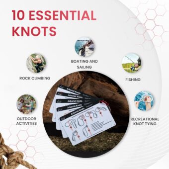 Arborist Knots Card Set - 10 Essential Knots for Camping, Climbing, & More - Waterproof Pocket Guide with a Carabiner - Image 2