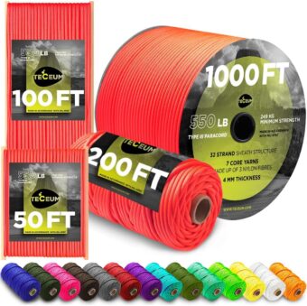 TECEUM Heavy Duty Rope 1000 – 1000ft / 200ft / 100ft / 50ft – 40+ Colors – Utility Rope for Survival & Camping Gear – Nylon String, Camping Rope, para Cord, Utility Nylon Rope, Tent Cord - Image 6