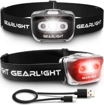 GearLight 2Pack LED Headlamp - Outdoor Camping Head Lamps with Adjustable Headband - Lightweight Battery Powered Bright Flashlight Headlight with 7 Modes and Pivotable Head and Red Light - Image 4