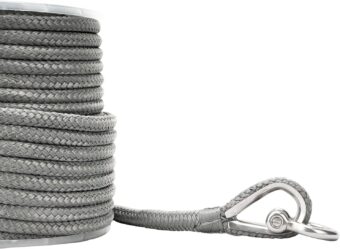 Made 3/8 Inch 100FT 150FT Premium Solid Braid MFP Grey Anchor Line Braided Anchor Rope/Line with Stainless Steel Thimble and Shackle (3/8" x 100' Grey) - Image 2