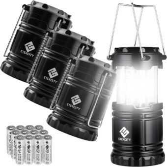 Etekcity Camping Lanterns for Power Outages 4 Pack, Flashlight for Camping Essentials, Emergency Led Battery Operated Lights, Survival Kit and Gear for Hurricane, Black - Image 5