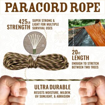 World's Toughest Ultralight Survival Tent • 2 Person Mylar Emergency Shelter Tube Tent + Paracord • Year-Round All Weather Protection for Hiking, Camping, & Outdoor Survival Kits - Image 6