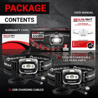 GearLight 2Pack LED Headlamp - Outdoor Camping Head Lamps with Adjustable Headband - Lightweight Battery Powered Bright Flashlight Headlight with 7 Modes and Pivotable Head and Red Light - Image 8