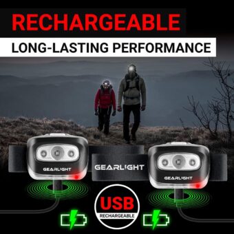 GearLight 2Pack LED Headlamp - Outdoor Camping Head Lamps with Adjustable Headband - Lightweight Battery Powered Bright Flashlight Headlight with 7 Modes and Pivotable Head and Red Light - Image 5