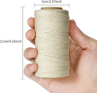 TJ.MOREE Butchers Twine, 3Ply 100m/328 1mmThick Feet String Food Oven Safe Cotton Cooking Meat Rope Bakers Twine Fit to Parcel Sausage and Decorate Crafts (Beige) - Image 4