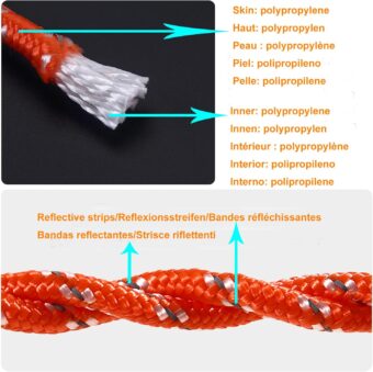 5/16 in (8mm) x 98 ft (30Meter) Floating Rope Anchor Mooring Rope Boat Rope Marine Rope Dock Lines Kayak Canoe Tow Throw Line Reflective Orange - Image 5