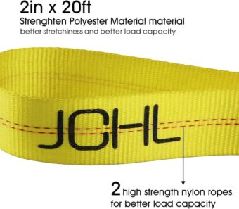 Nylon Tow Strap with Hooks 2”x20’ Car Vehicle Heavy Duty Recovery Rope 20,000 lbs Capacity Tow Rope for Car Truck Jeep ATV SUV - Image 6