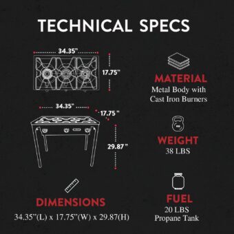 Gas One Propane Double Burner Two Burner Camp Stove Outdoor High Pressure Propane 2 Burner Adjustable PSI Regulator and 4ft Steel Braided Hose With Removable Legs - Image 4