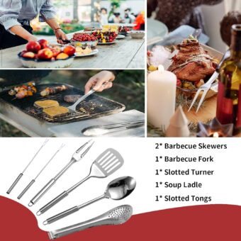 Portable Camping Kitchen Utensil Set-27 Piece Cookware Kit, Stainless Steel Outdoor Cooking and Grilling Utensil Organizer Travel Set Perfect for Travel, Picnics, RVs, Camping, BBQs, Parties and More - Image 3