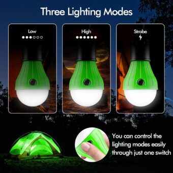 Tent Lamp 4 Packs Portable LED Tent Lights Clip Hook Hurricane Emergency Lights LED Camping Lights Bulb Camping Lanterns Camping Equipment for Camping Hiking Backpacking Outage - Image 6