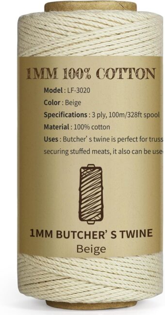 TJ.MOREE Butchers Twine, 3Ply 100m/328 1mmThick Feet String Food Oven Safe Cotton Cooking Meat Rope Bakers Twine Fit to Parcel Sausage and Decorate Crafts (Beige) - Image 5