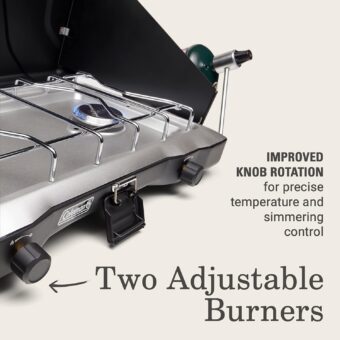 Coleman Triton 2-Burner Propane Camping Stove, Portable Camping Grill/Stove with Adjustable Burners, Wind Guards, Heavy-Duty Latch & Handle, 22,000 Total BTUs of Power for Camping, Tailgating, BBQ - Image 8