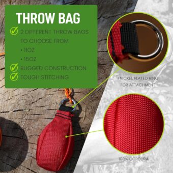 Arborist Throw Line Kit - Ultra Slick 100% Polyester Rope with 11 oz Weighted Throw Bag | Forestry Tree Gear for Low and High Limb Throwing | 3/16 Inch Thick Rope - Image 8