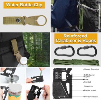 Survival Kit, Gifts for Men Dad Husband, Emergency Survival Gear and Equipment 19 in 1, Fishing Hunting Birthday for Men, Camping Accessories, Cool Gadget, Camping Essentials - Image 8