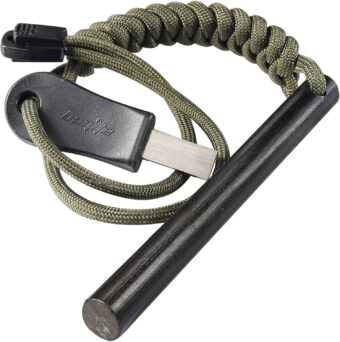 bayite 4 Inch Survival Ferrocerium Drilled Flint Fire Starter, Ferro Rod Kit with Paracord Landyard Handle and Striker, 4"(Long) x 3/8"(Diameter) - Image 4