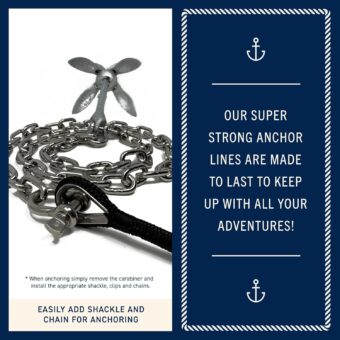 Rainier Supply Co. Boat Anchor Line - 50 ft x 1/4 inch Anchor Rope - Double Braided Nylon Anchor Boat Rope with 316SS Thimble and Heavy Duty Marine Grade Snap Hook - Black - Image 4