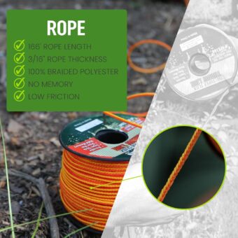 Arborist Throw Line Kit - Ultra Slick 100% Polyester Rope with 11 oz Weighted Throw Bag | Forestry Tree Gear for Low and High Limb Throwing | 3/16 Inch Thick Rope - Image 7