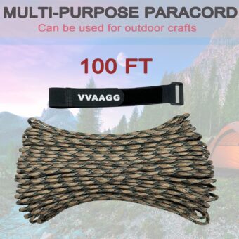 VVAAGG 550 Paracord 100FT, Strong Heavy-Duty Camping Rope, Tactical Parachute Cord, Outdoor Gear Tent Rope 4mm - Image 3