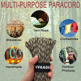 VVAAGG 550 Paracord 100FT, Strong Heavy-Duty Camping Rope, Tactical Parachute Cord, Outdoor Gear Tent Rope 4mm - Image 5