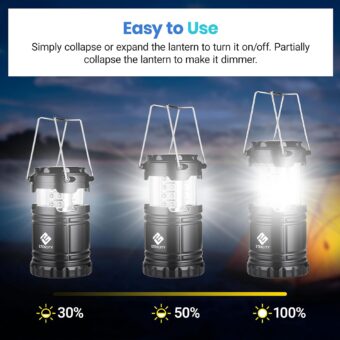 Etekcity Camping Lanterns for Power Outages 4 Pack, Flashlight for Camping Essentials, Emergency Led Battery Operated Lights, Survival Kit and Gear for Hurricane, Black - Image 10