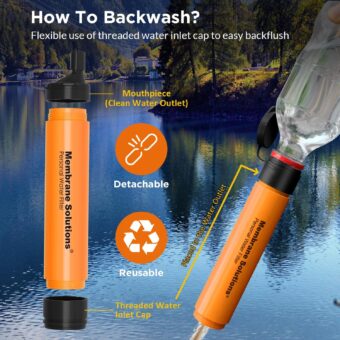 Membrane Solutions Straw Water Filter, Survival Filtration Portable Gear, Emergency Preparedness, Supply for Drinking Hiking Camping Travel Hunting Fishing Team Family Outing - Image 8