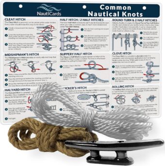 Deluxe Nautical Knot Tying Kit - 6" Boat Cleat, Jute and Poly Ropes, and Waterproof Nautical Guide to 21 Sailing and Boating Knots - Image 6