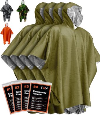 PREPARED4X Emergency Poncho with Mylar Blanket Liner – Heavy Duty, Waterproof, Wind-Resistant Green Rain Poncho for Outdoors, Camping, and Car Emergency Kits - Thermal Poncho - Image 8