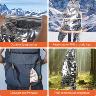 6 Pack Emergency Mylar Blanket, Emergency Blanket Space Blanket Survival Rescue Insulating Reflective foil kit Outdoors Hiking Camping Blanket Perfect for Outdoors, Hiking, Camping Survival - Image 8